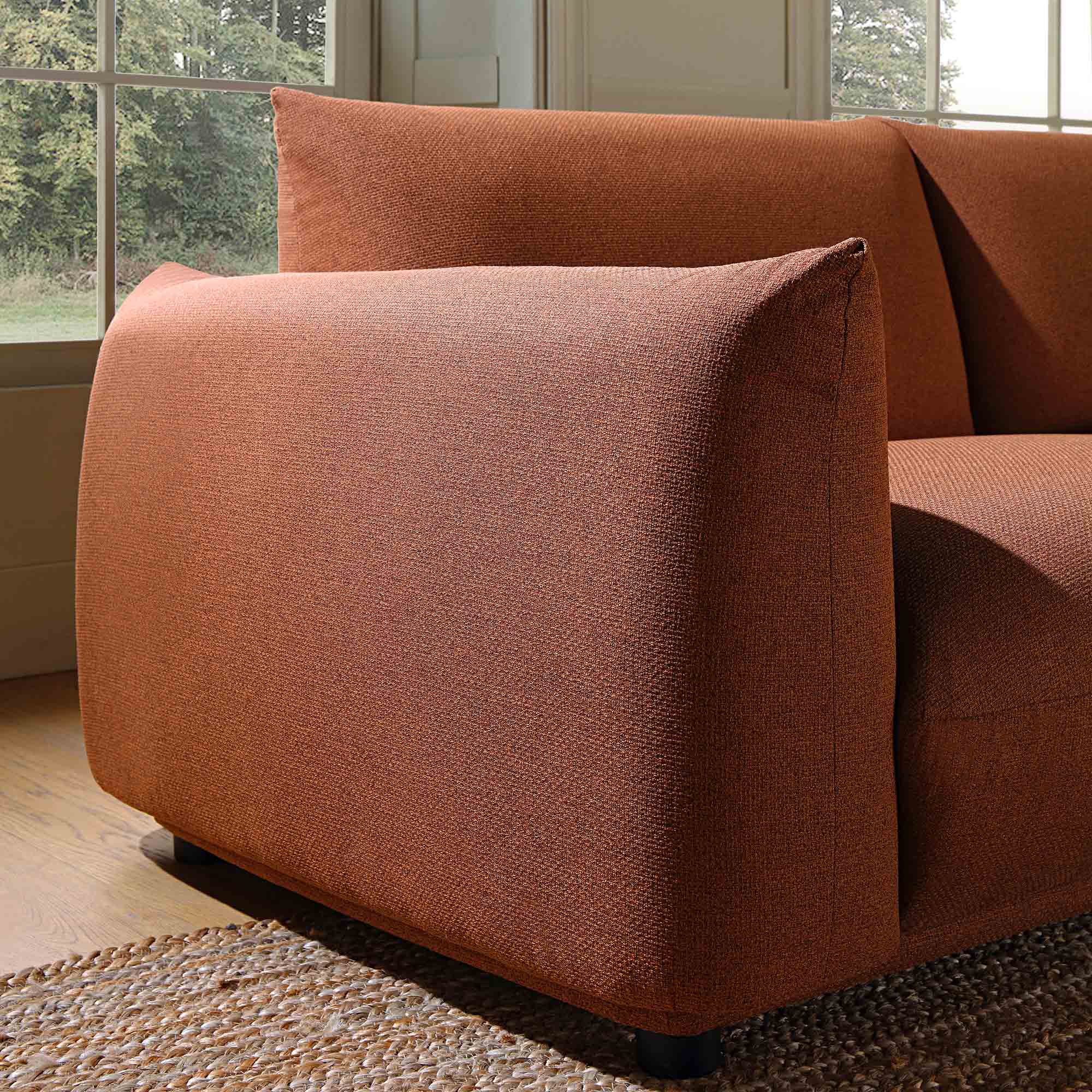 Gianni Three Seater Sofa, Terracotta Fabric