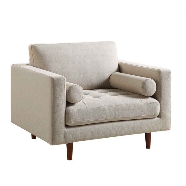 Henrietta Armchair, Beige Woven Fabric