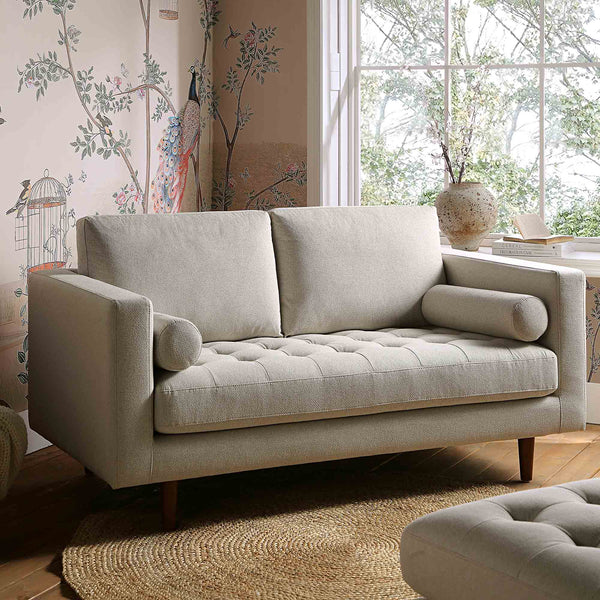 Henrietta 2-Seater Sofa, Beige Woven Fabric