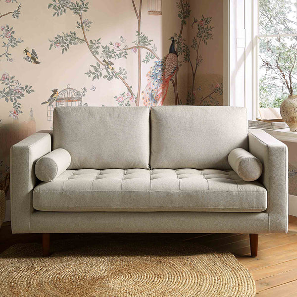 Henrietta 2-Seater Sofa, Beige Woven Fabric