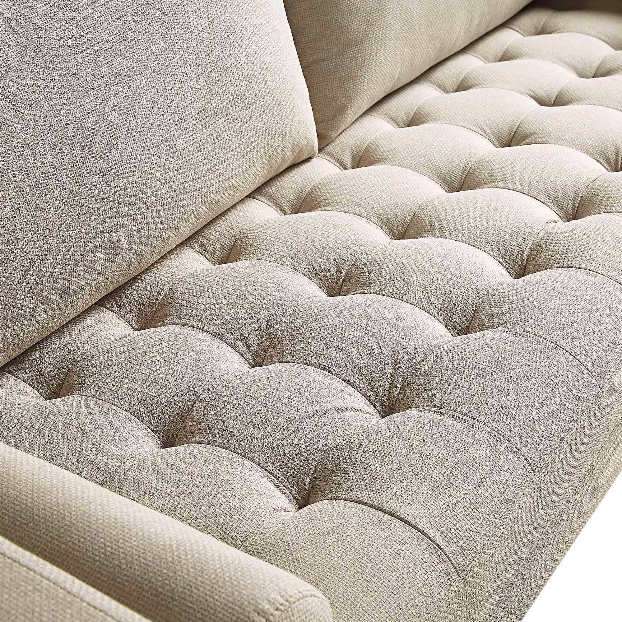 Henrietta Large 3-Seater Sofa, Beige Woven Fabric