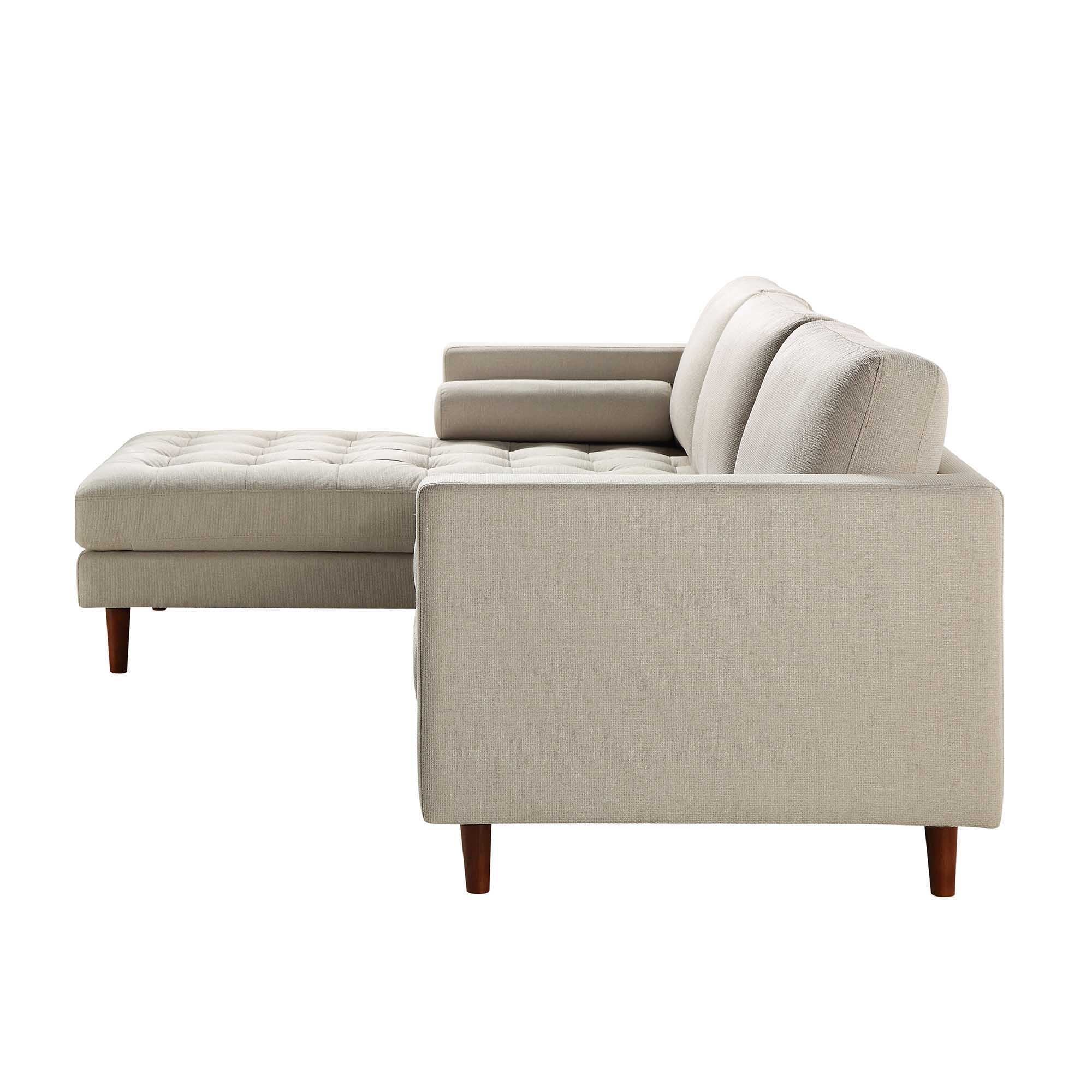 Henrietta Beige Woven Fabric Grand 4-Seater Chaise End Sofa, Left Hand Facing