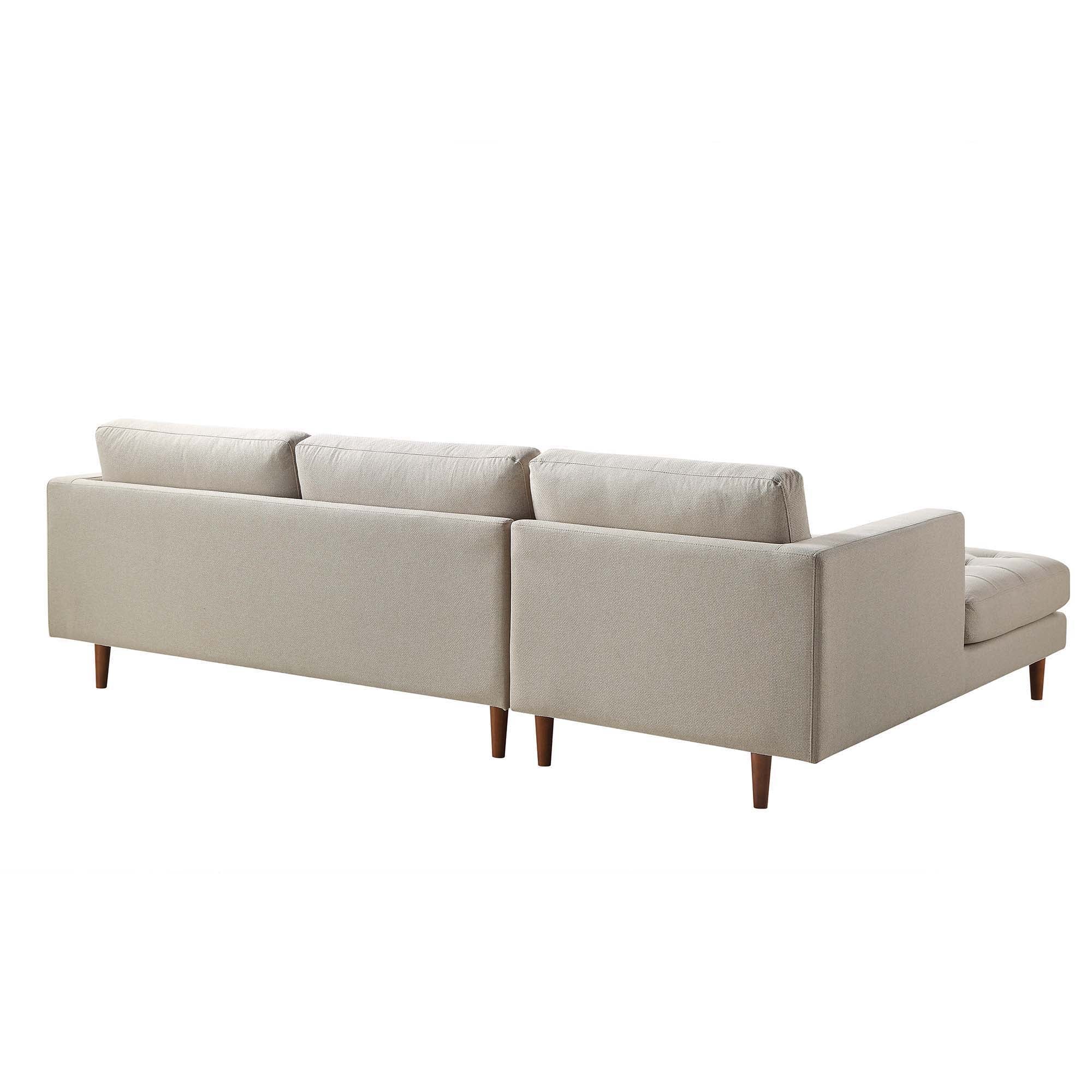 Henrietta Grand 4-Seater LHF Chaise End Sofa, Beige Woven Fabric