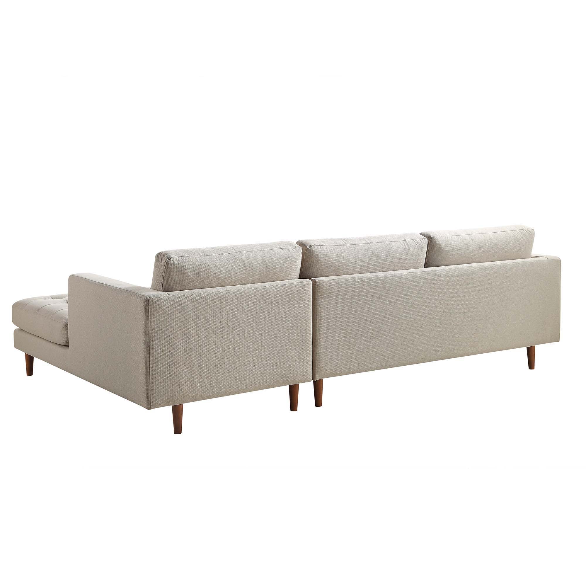 Henrietta Grand 4-Seater RHF Chaise End Sofa, Beige Woven Fabric