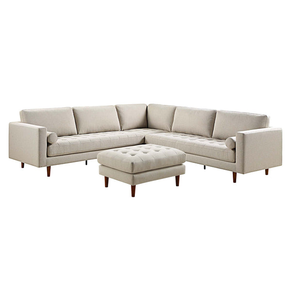 Henrietta 5+Seater Corner Sofa, Beige Woven Fabric