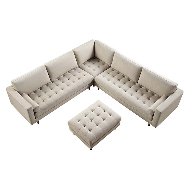 Henrietta 5+Seater Corner Sofa, Beige Woven Fabric