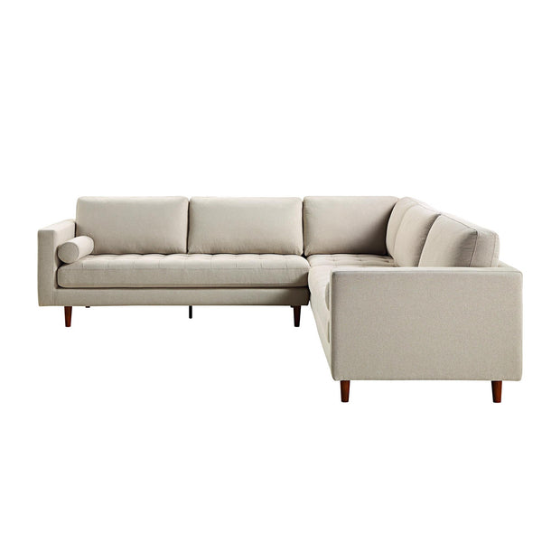 Henrietta 5+Seater Corner Sofa, Beige Woven Fabric