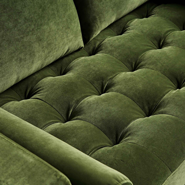 Henrietta 2-Seater Sofa, Moss Green Velvet