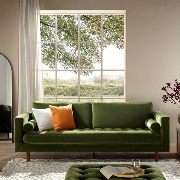 Henrietta Large 3-Seater Sofa, Moss Green Velvet