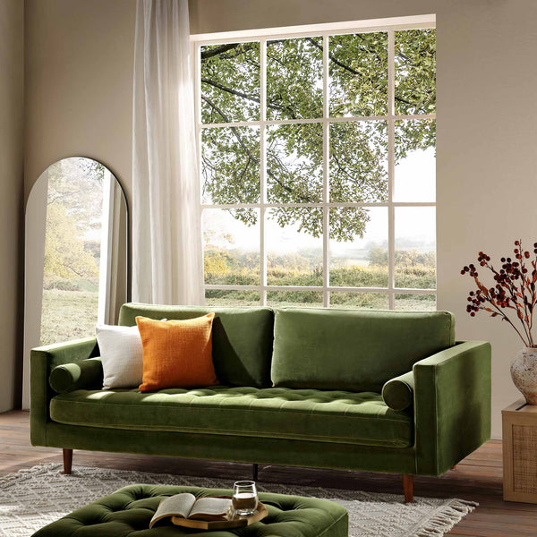 Henrietta Large 3-Seater Sofa, Moss Green Velvet