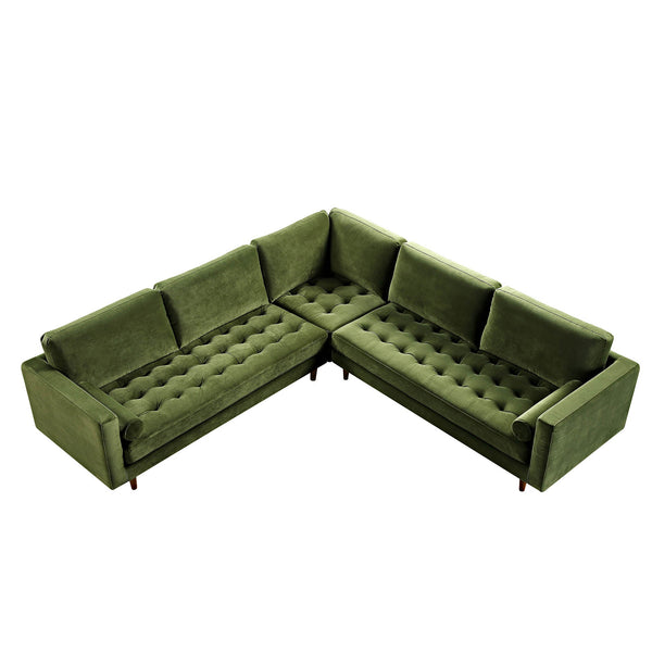 Henrietta 5+Seater Corner Sofa, Moss Green Velvet