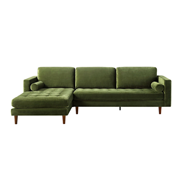 Henrietta Grand 4-Seater LHF Chaise End Sofa, Moss Green Velvet