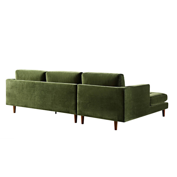 Henrietta Grand 4-Seater LHF Chaise End Sofa, Moss Green Velvet