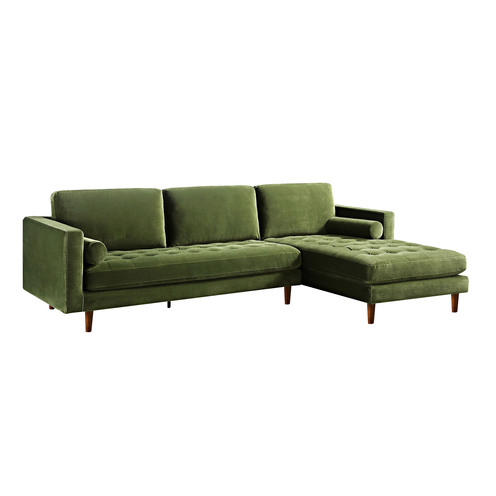 Henrietta Moss Green Velvet Grand 4-Seater Chaise End Sofa, Right Hand Facing