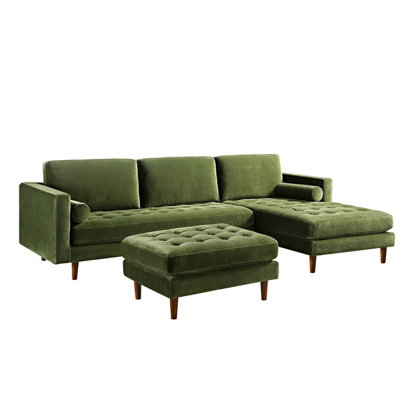 Henrietta Grand 4-Seater RHF Chaise End Sofa, Moss Green Velvet