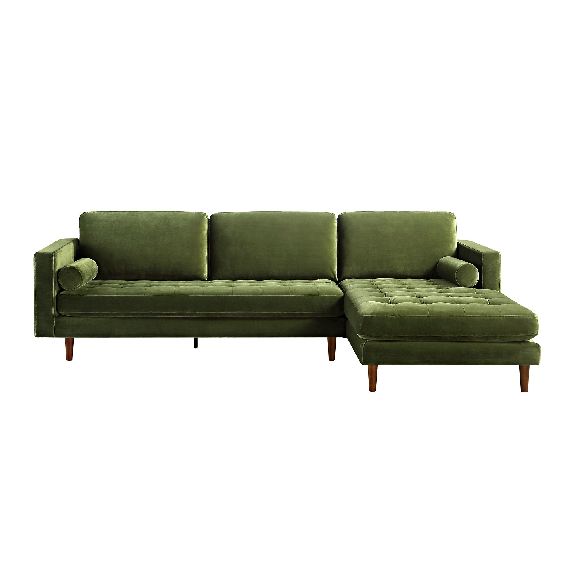 Henrietta Grand 4-Seater RHF Chaise End Sofa, Moss Green Velvet