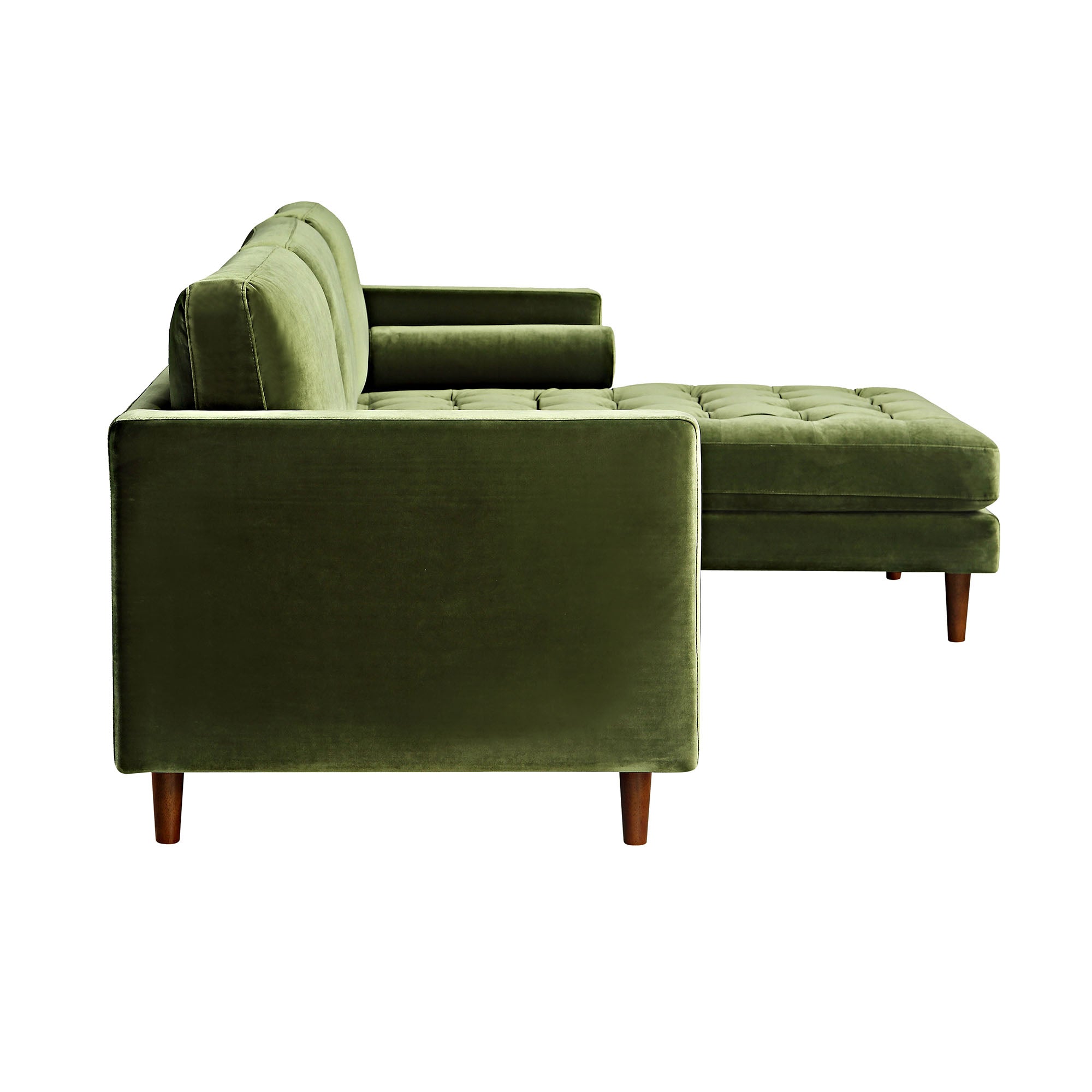 Henrietta Moss Green Velvet Grand 4-Seater Chaise End Sofa, Right Hand Facing