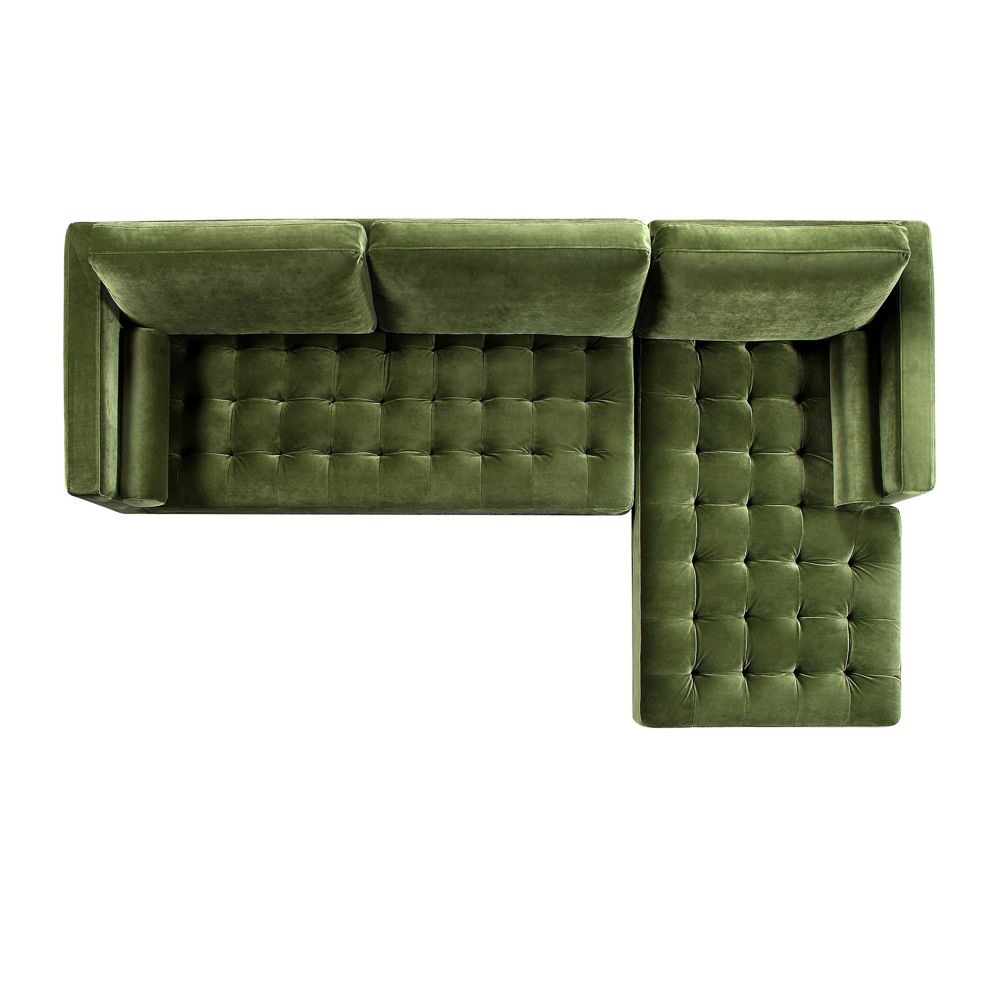 Henrietta Moss Green Velvet Grand 4-Seater Chaise End Sofa, Right Hand Facing