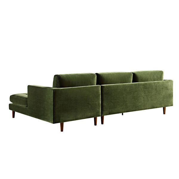 Henrietta Moss Green Velvet Grand 4-Seater Chaise End Sofa, Right Hand Facing