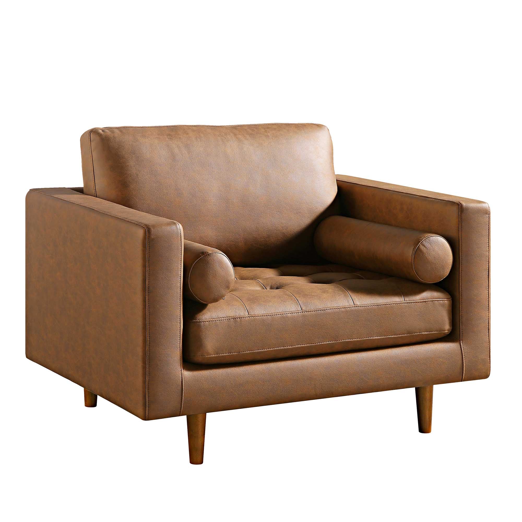 Henrietta Armchair, Tan Faux Suede