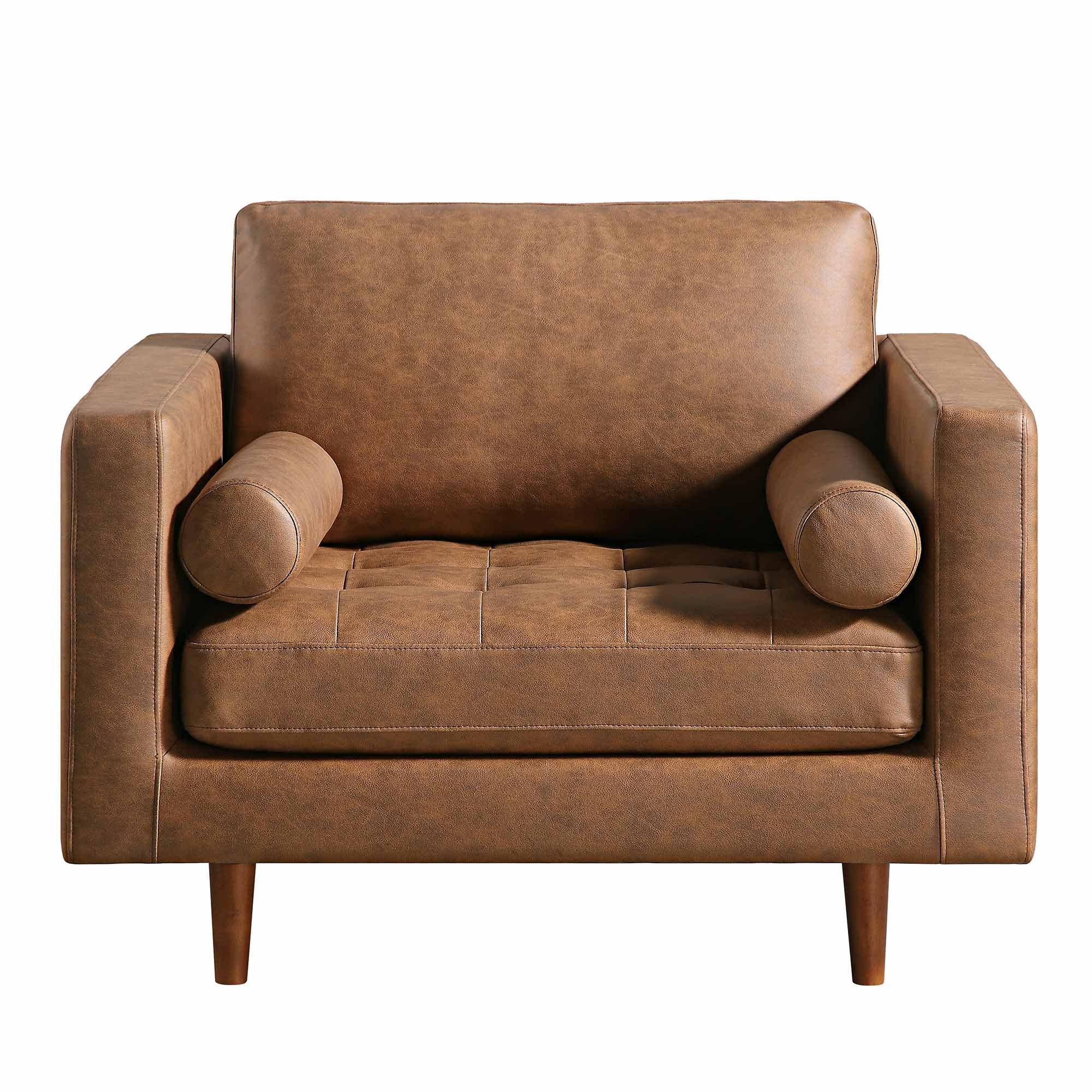 Henrietta Armchair, Tan Faux Suede