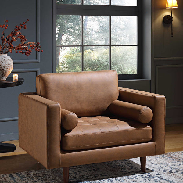 Henrietta Armchair, Tan Faux Suede