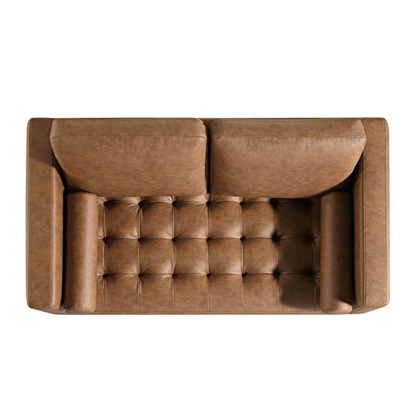 Henrietta 2-Seater Sofa, Tan Faux Suede