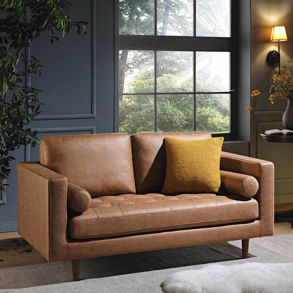 Henrietta 2-Seater Sofa, Tan Faux Suede