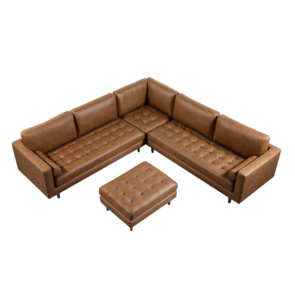 Henrietta 5+Seater Corner Sofa, Tan Faux Suede