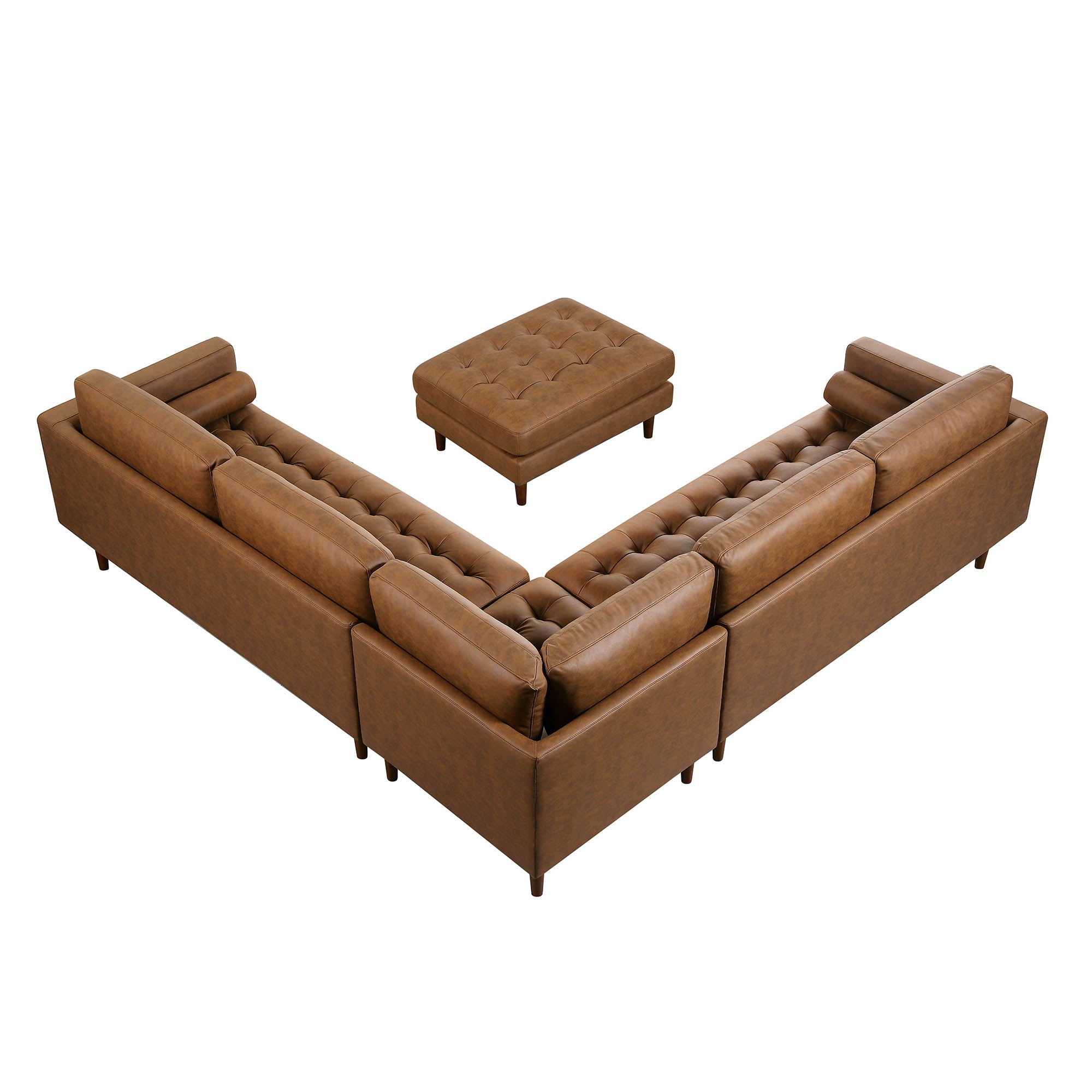 Henrietta 5+Seater Corner Sofa, Tan Faux Suede