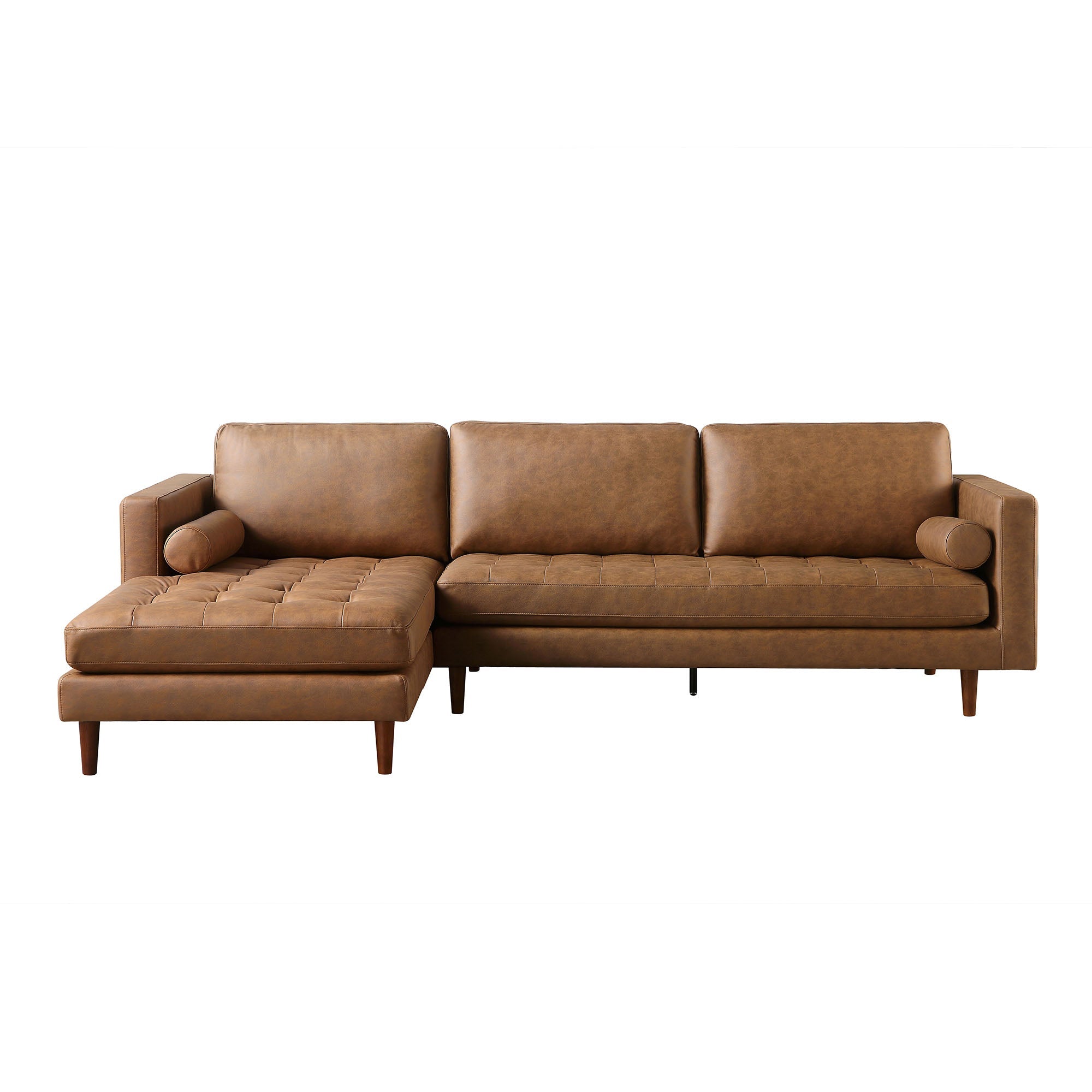 Henrietta Tan Faux Suede Grand 4-Seater Chaise End Sofa, Left Hand Facing