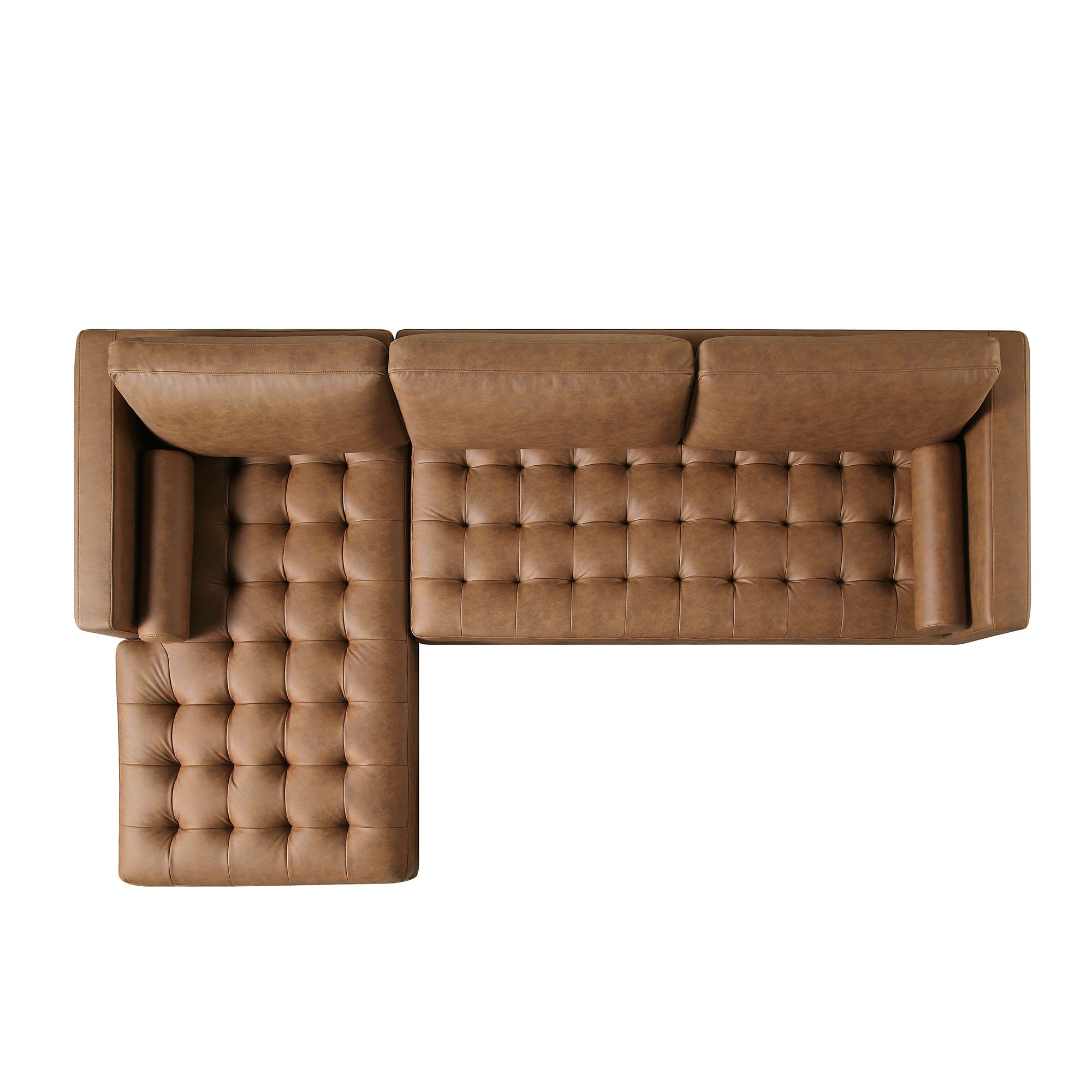 Henrietta Grand 4-Seater LHF Chaise End Sofa, Tan Faux Suede