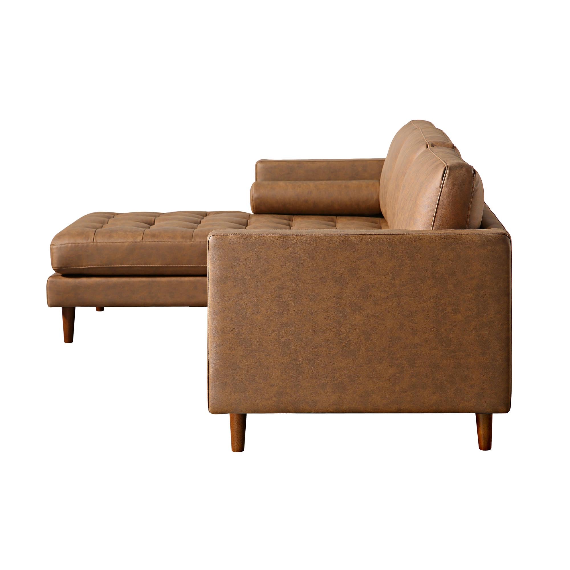 Henrietta Tan Faux Suede Grand 4-Seater Chaise End Sofa, Left Hand Facing