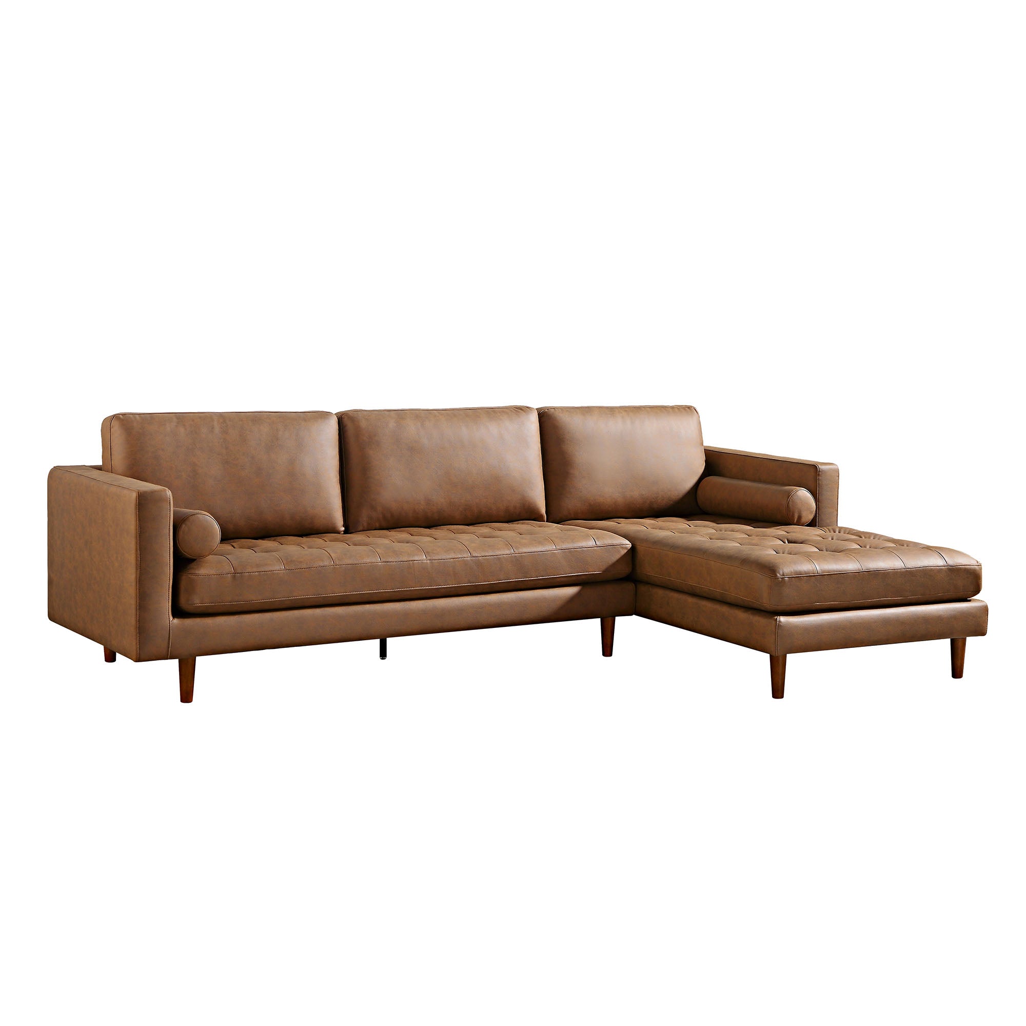 Henrietta Tan Faux Suede Grand 4-Seater Chaise End Sofa, Right Hand Facing