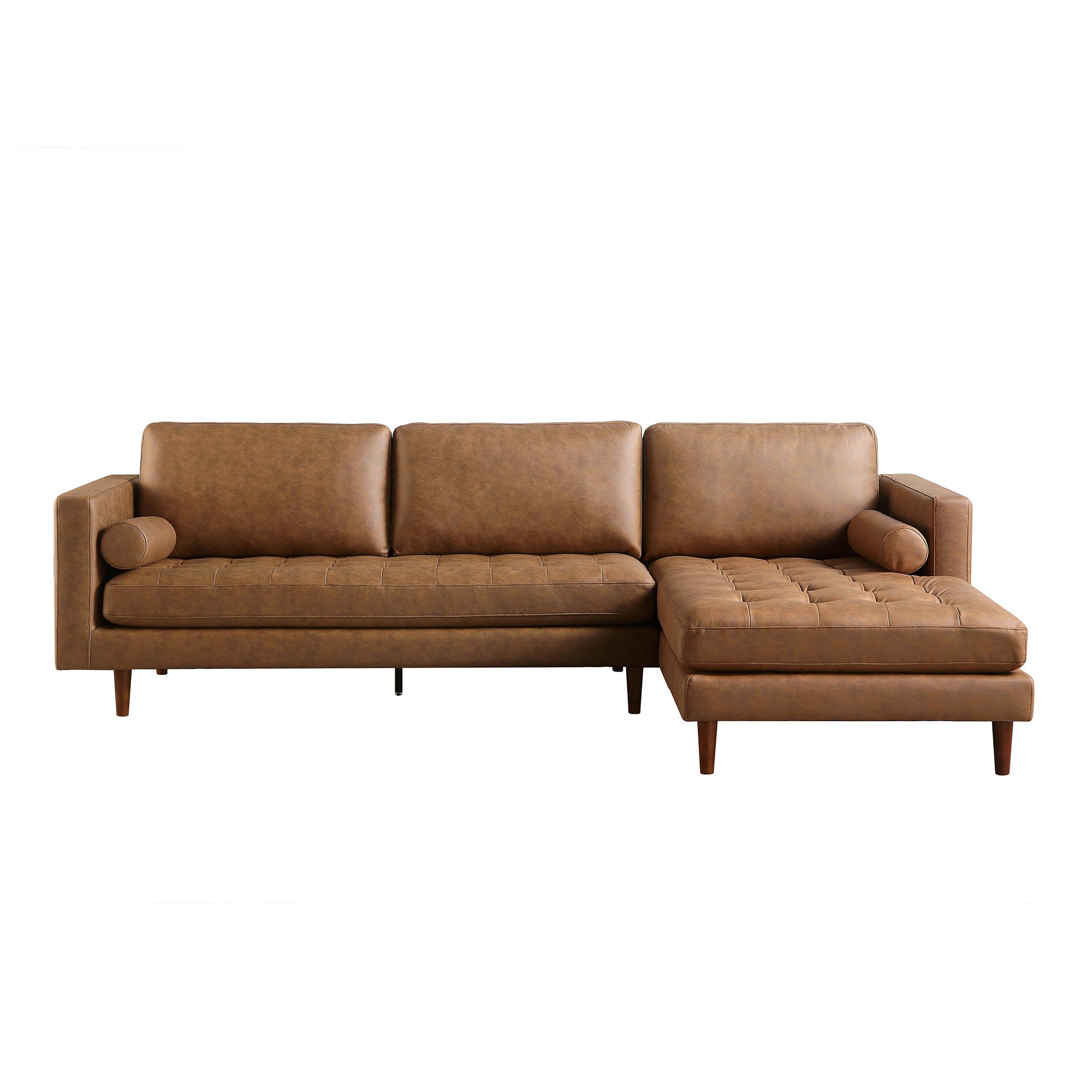 Henrietta Tan Faux Suede Grand 4-Seater Chaise End Sofa, Right Hand Facing