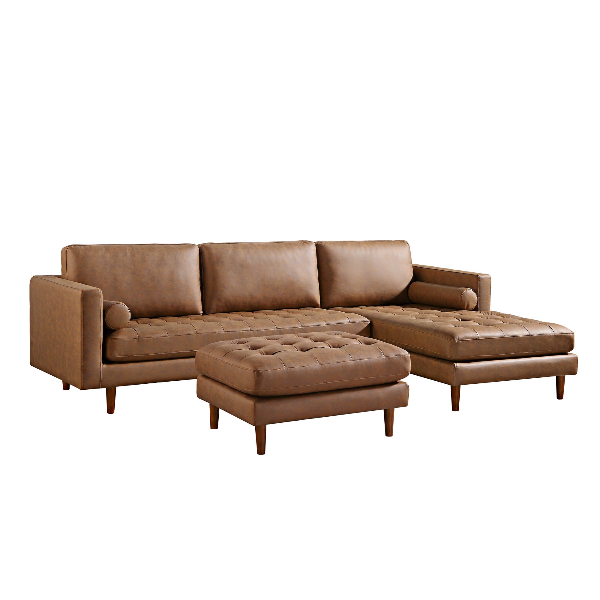 Henrietta Tan Faux Suede Grand 4-Seater Chaise End Sofa, Right Hand Facing