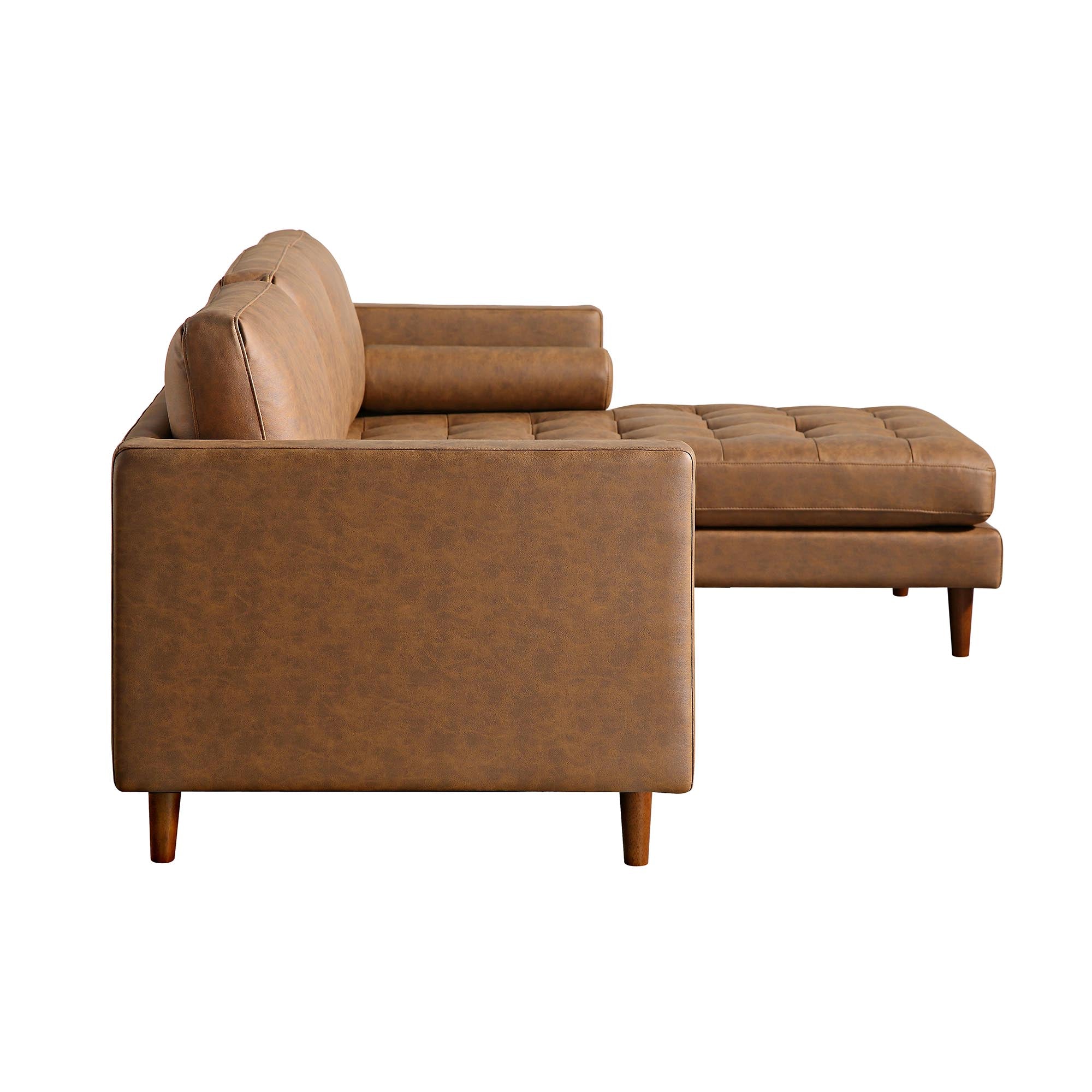 Henrietta Tan Faux Suede Grand 4-Seater Chaise End Sofa, Right Hand Facing