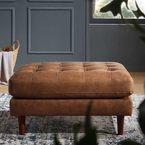 Henrietta Ottoman, Tan Faux Suede