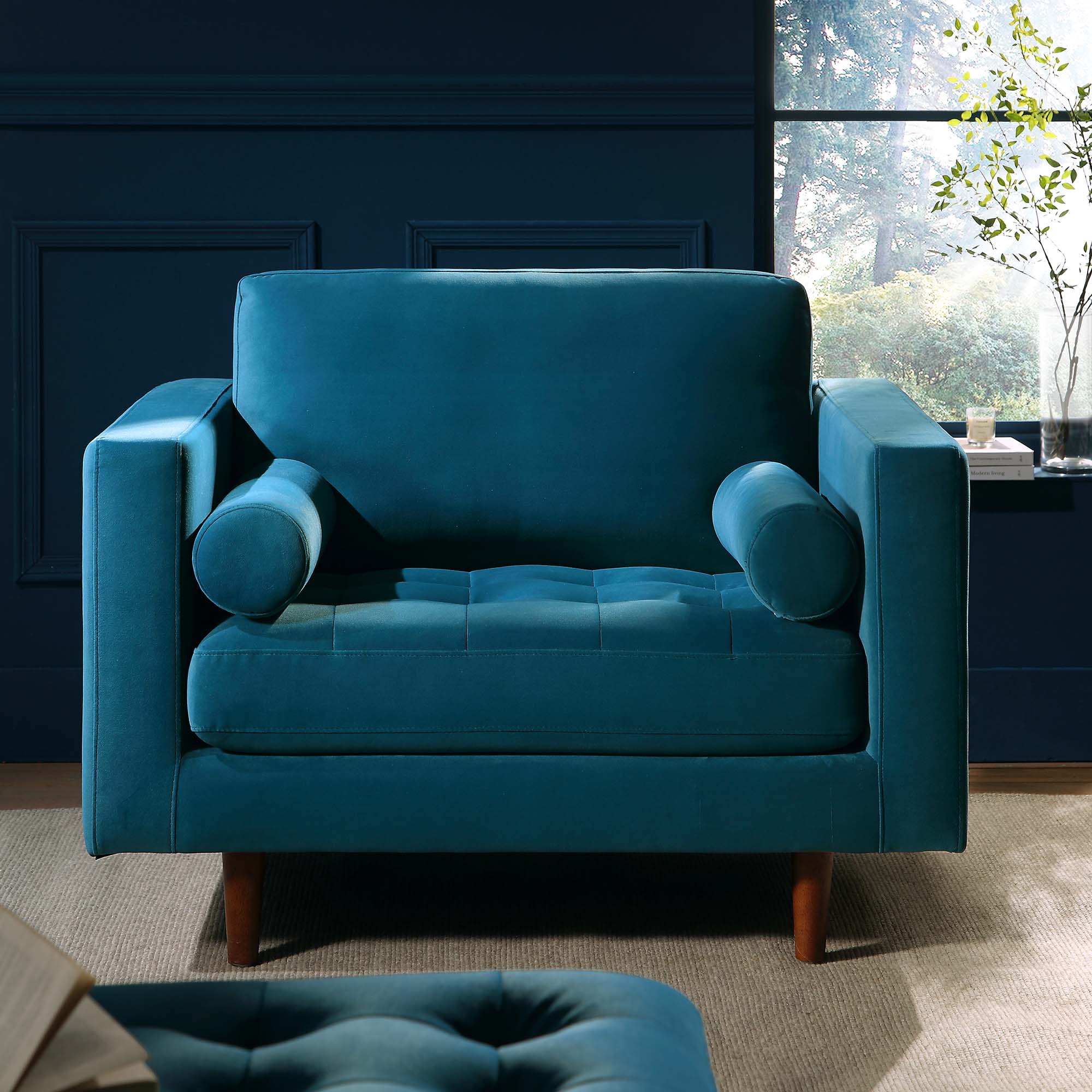 Henrietta Armchair, Teal Velvet