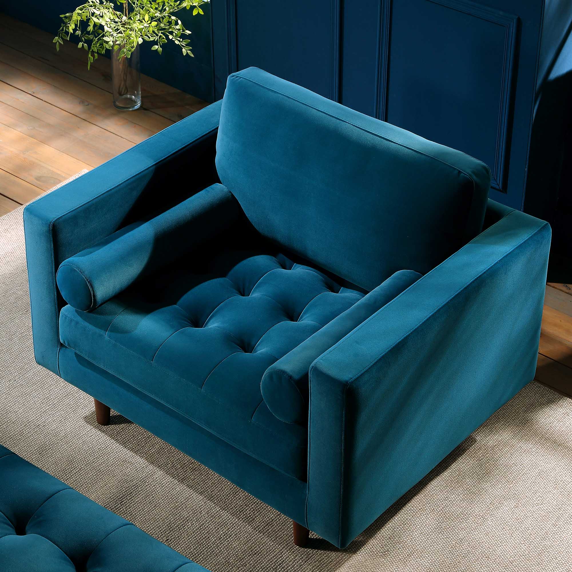 Henrietta Armchair, Teal Velvet