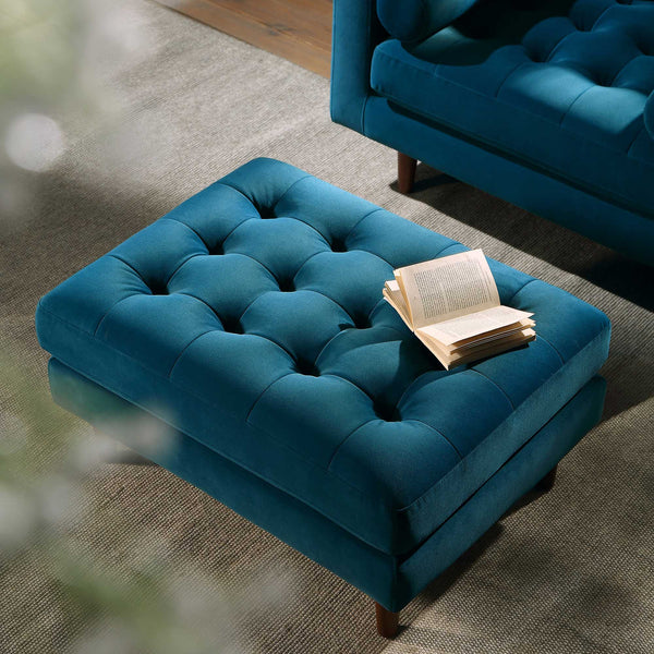 Henrietta Ottoman, Teal Velvet