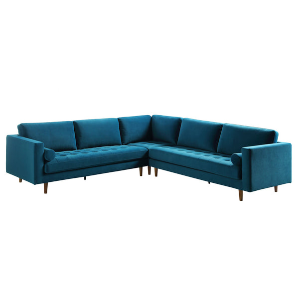 Henrietta 5+Seater Corner Sofa, Teal Velvet