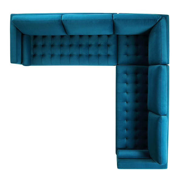 Henrietta 5+Seater Corner Sofa, Teal Velvet