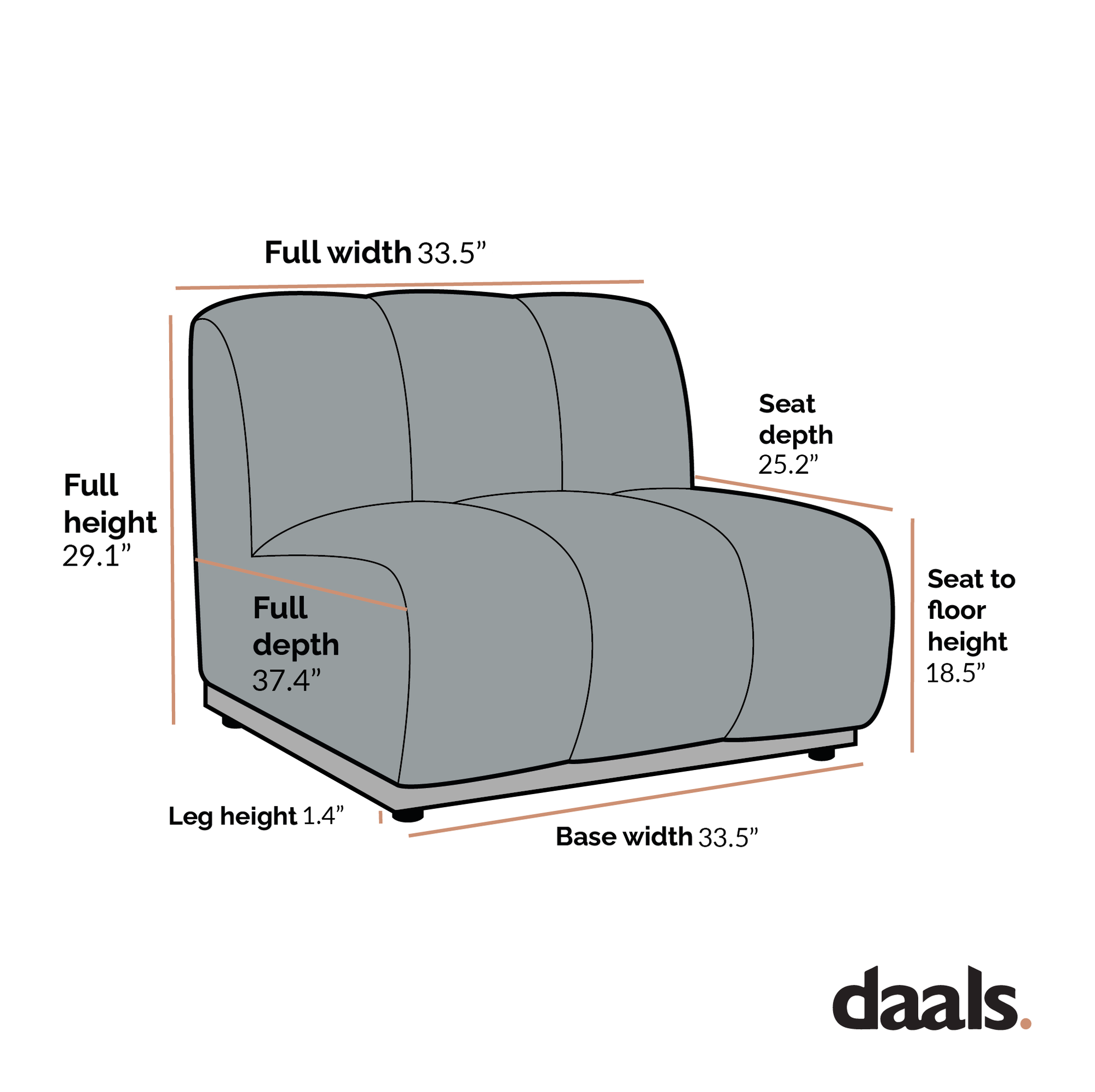 Granvia Moss Green Sectional Sofa, 1-Seater Armless Sofa