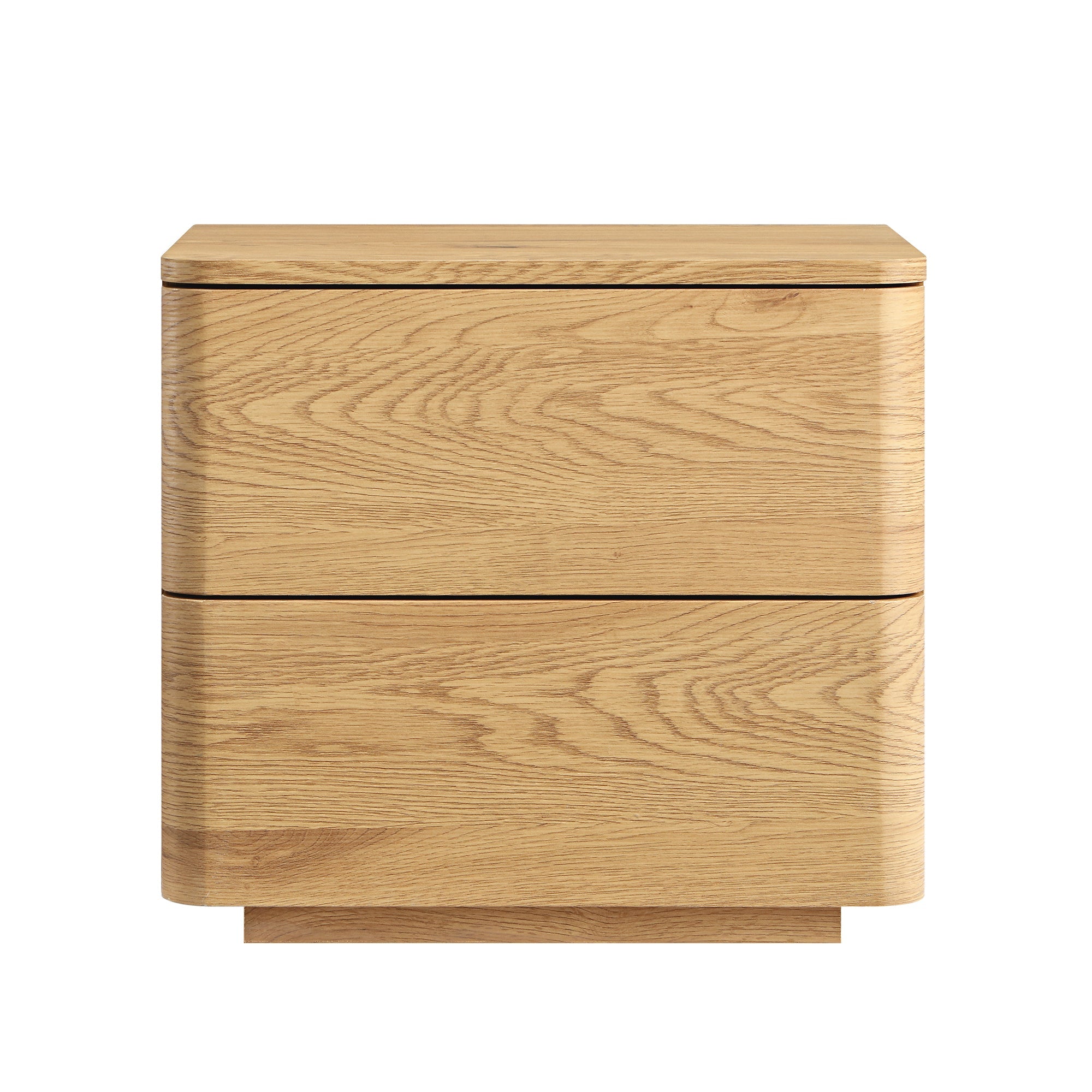 Agnes Curved Edge 2 Drawer Nightstand, Natural