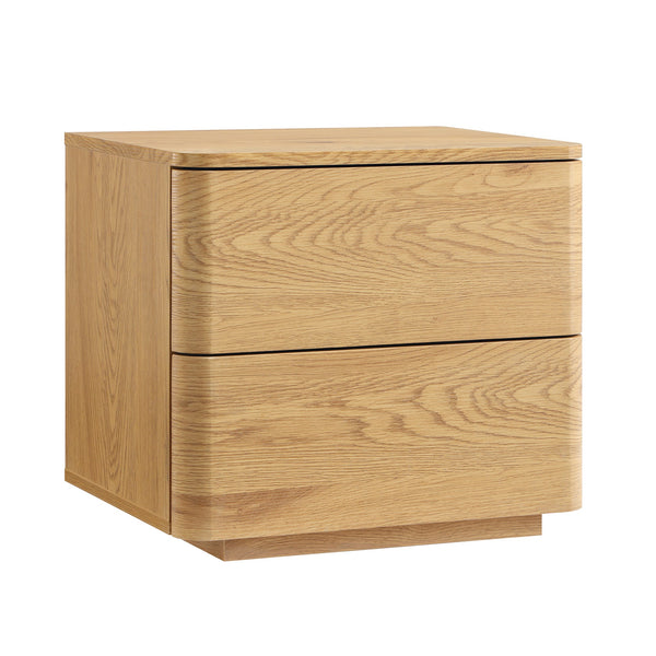 Agnes Curved Edge 2 Drawer Nightstand, Natural