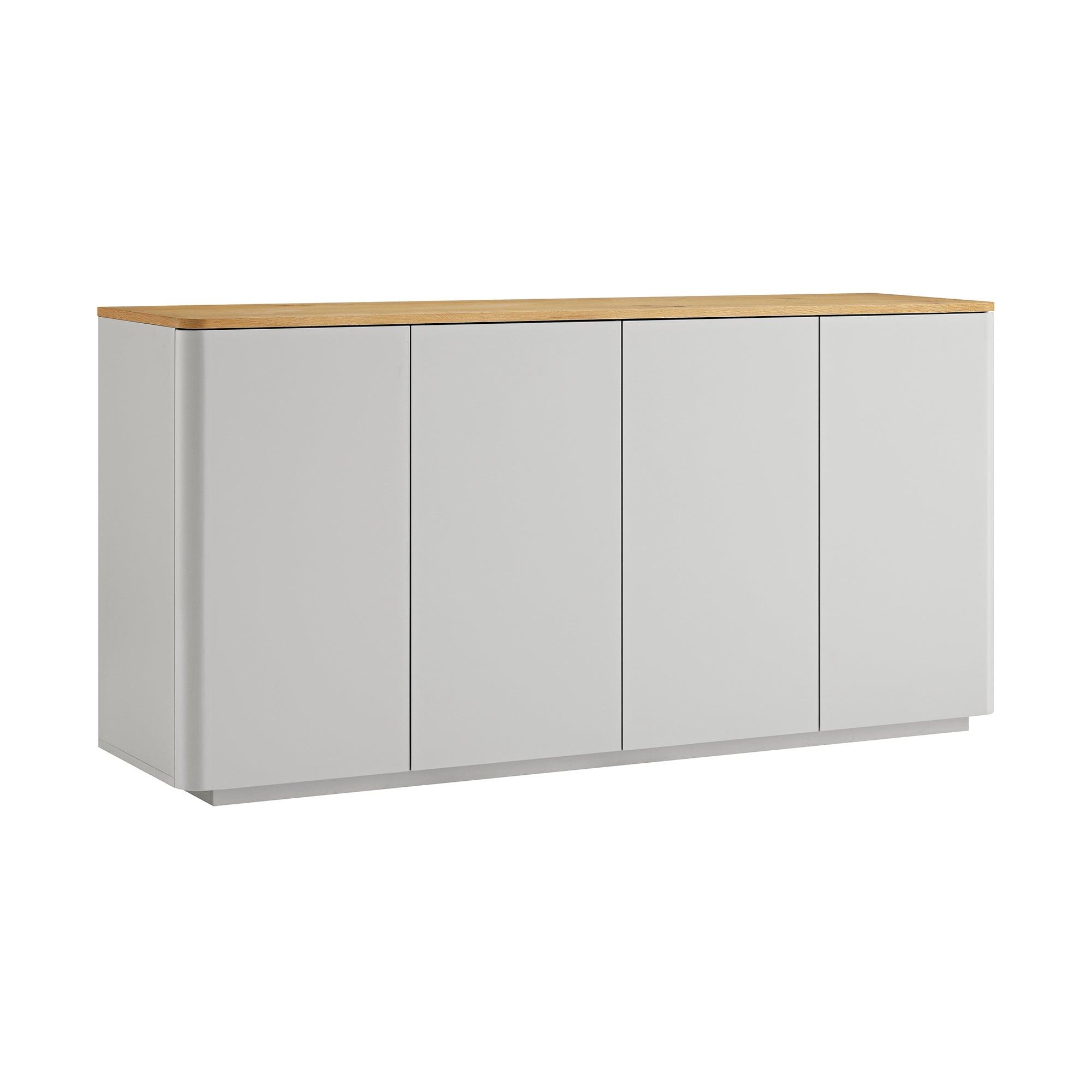 Agnes Curved Edge 59in. Wide Sideboard, Dove Grey with Oak Top