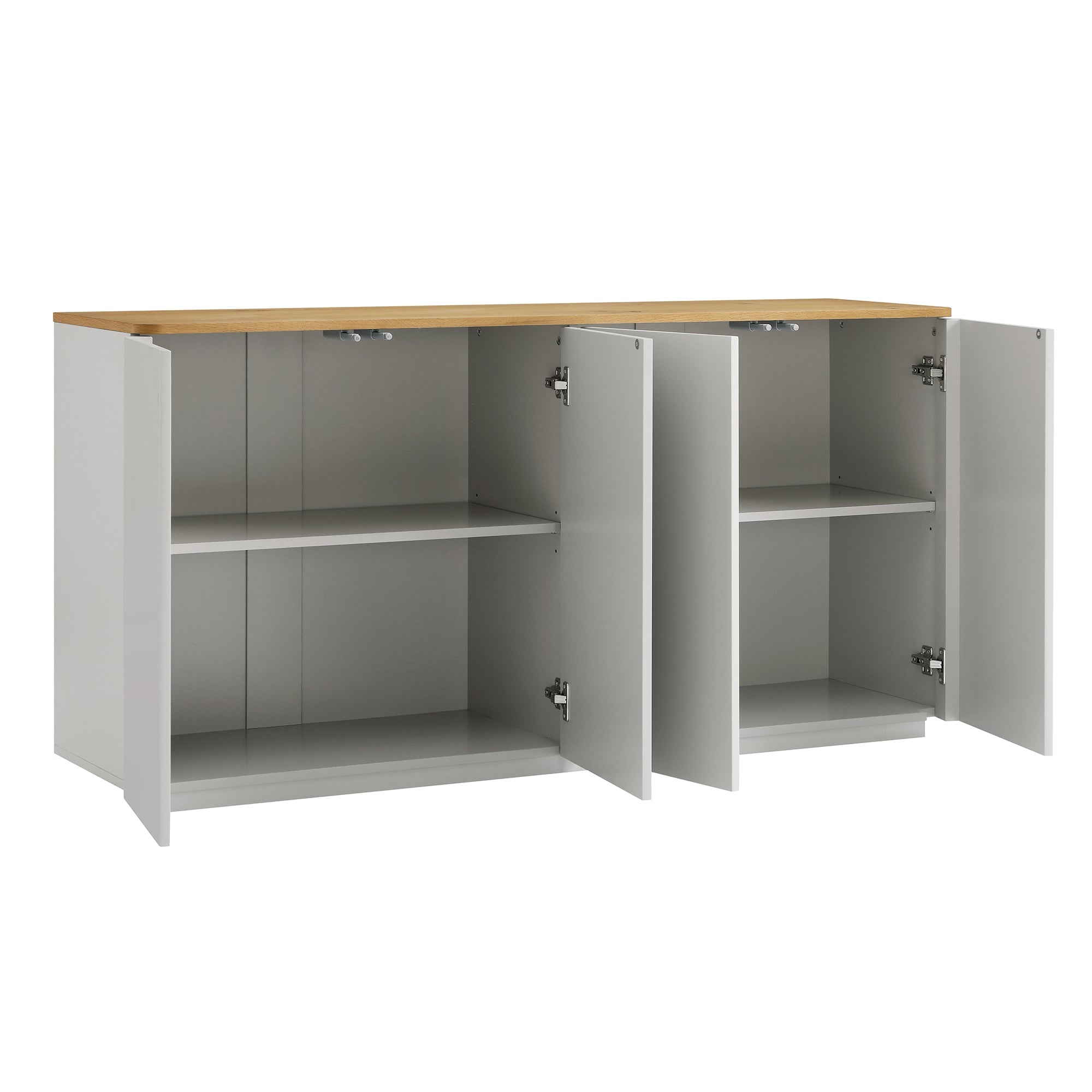 Agnes Curved Edge 59in. Wide Sideboard, Dove Grey with Oak Top