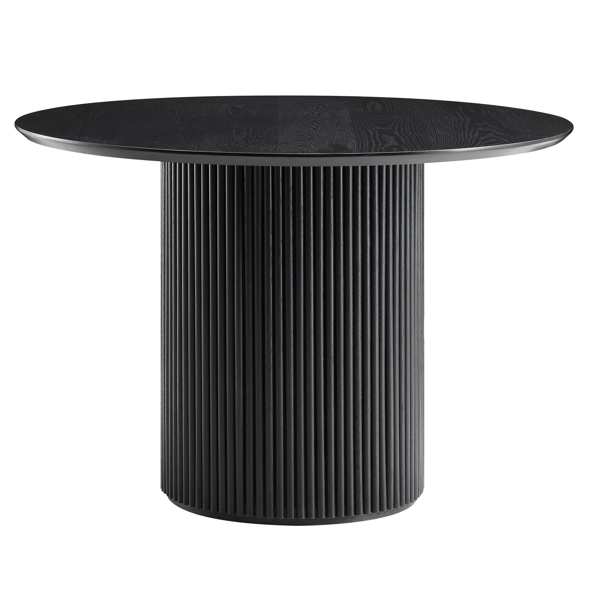 Maru Round Oak Pedestal Dining Table, Black