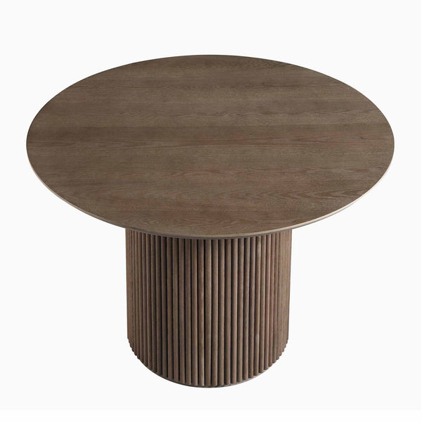 Maru Round Oak Pedestal Dining Table, Silver Oak